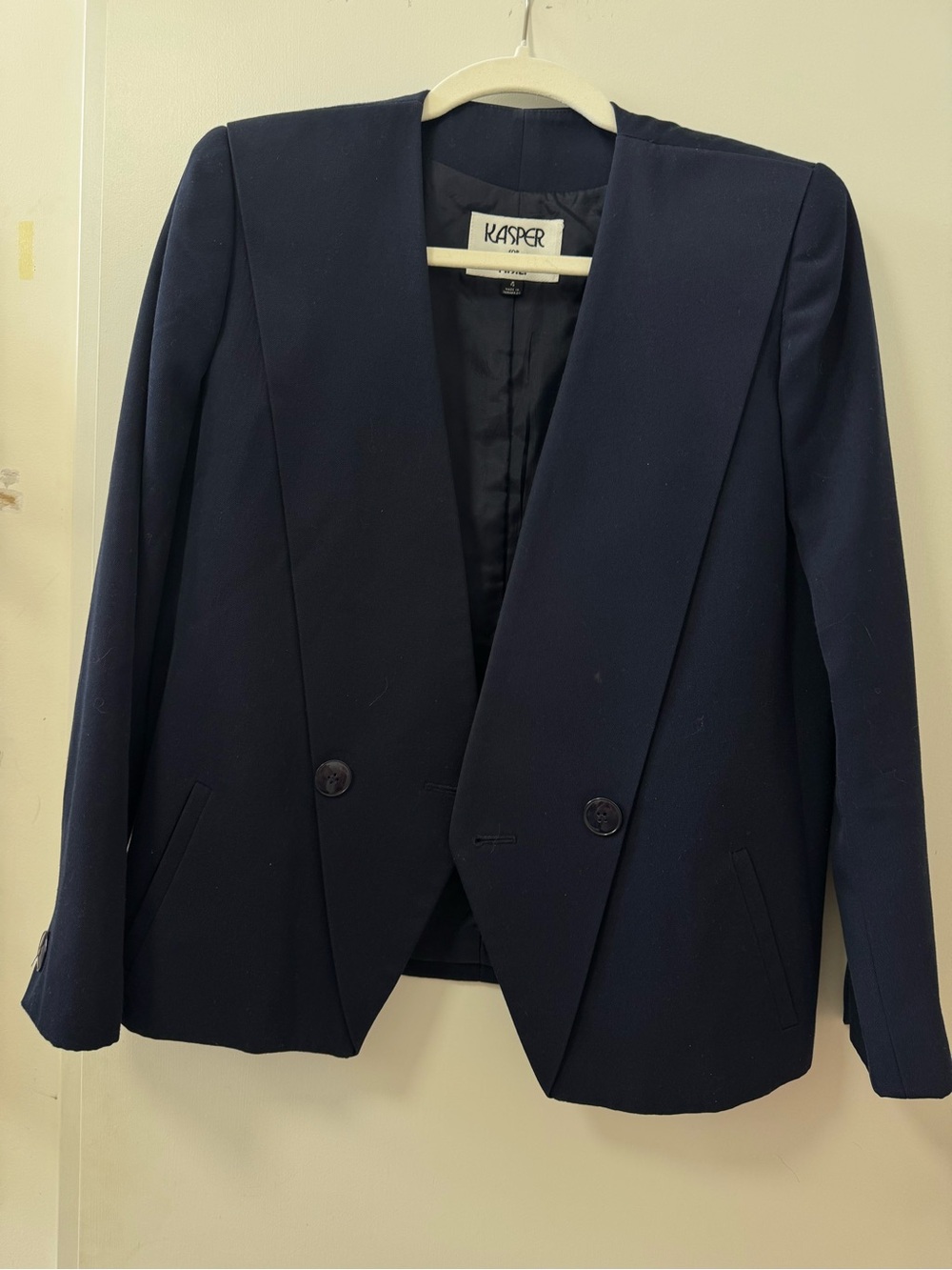 Kasper Dark Navy Double-Breasted Blazer